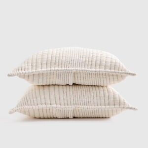 NWOT QUINCE Organic Cotton Channel Stitch Sham Set King Undyed 3620
